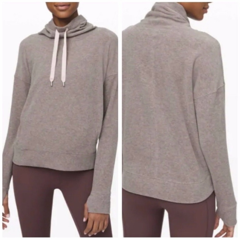 Lululemon Go Forward Pullover Sweater Size 6 Cowl Neck Fleece gray